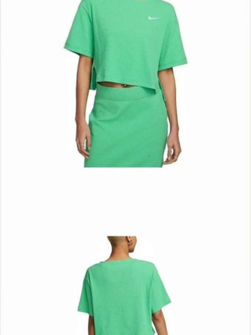 Nike Sportswear Essential Ribbed Crop Top Women's Short Sleeve Green Medium